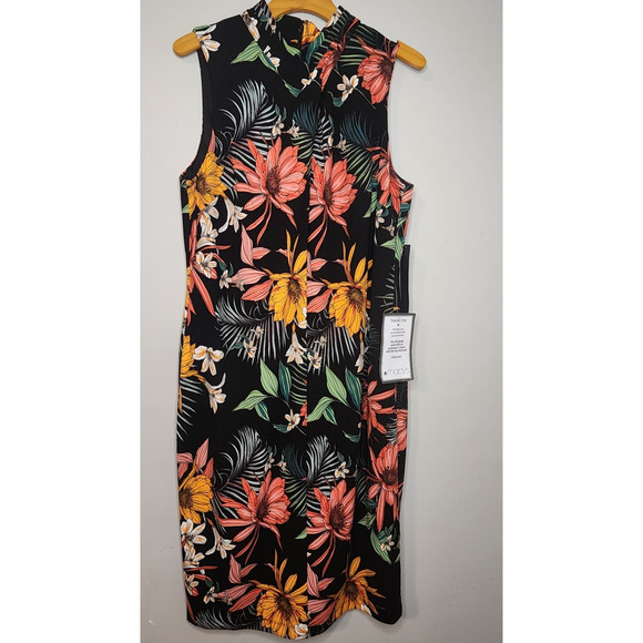 Copied - Rachel Roy Plus Harland Floral Palms Crepe Back Scuba Dress Size 14W - Picture 4 of 8